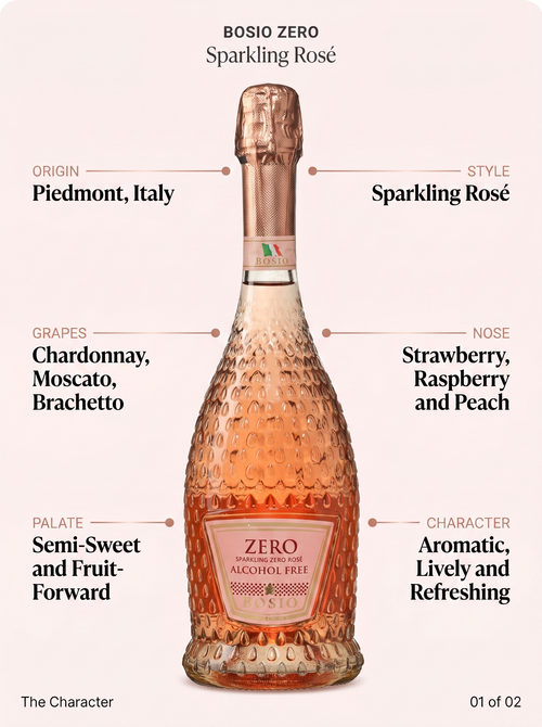 Bosio Zero Sparkling Rosé Alcohol Free Sparkling Wine 0.0% 750ml Bosio Zero