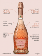 Bosio Zero Sparkling Rosé Alcohol Free Sparkling Wine 0.0% 750ml Bosio Zero