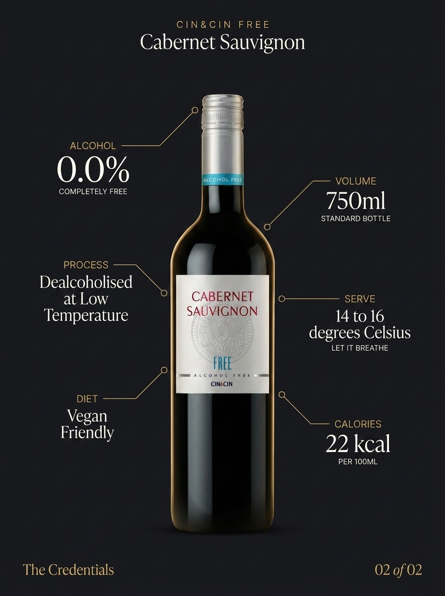 Cin&Cin FREE Cabernet Sauvignon Alcohol Free Red Wine 0.0% 750ml Cin&Cin