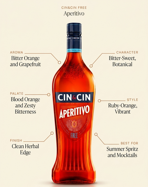 CIN&CIN Aperitivo Alcohol Free Italian Aperitif 0.0% 1L Cin&Cin