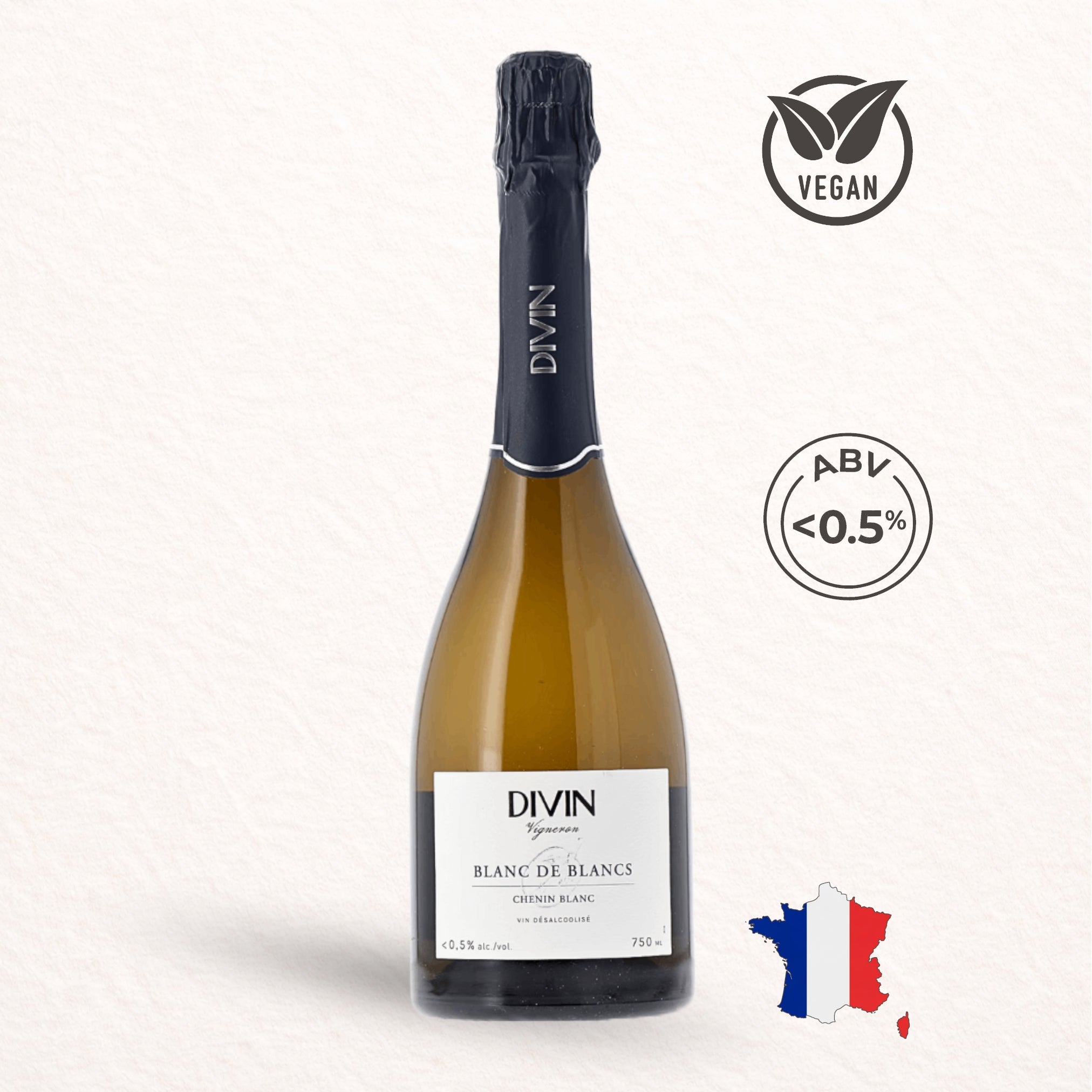 Divin Vigneron Blanc de Blancs De-Alcoholised Sparkling White Wine <0.5% 750ml DIVIN