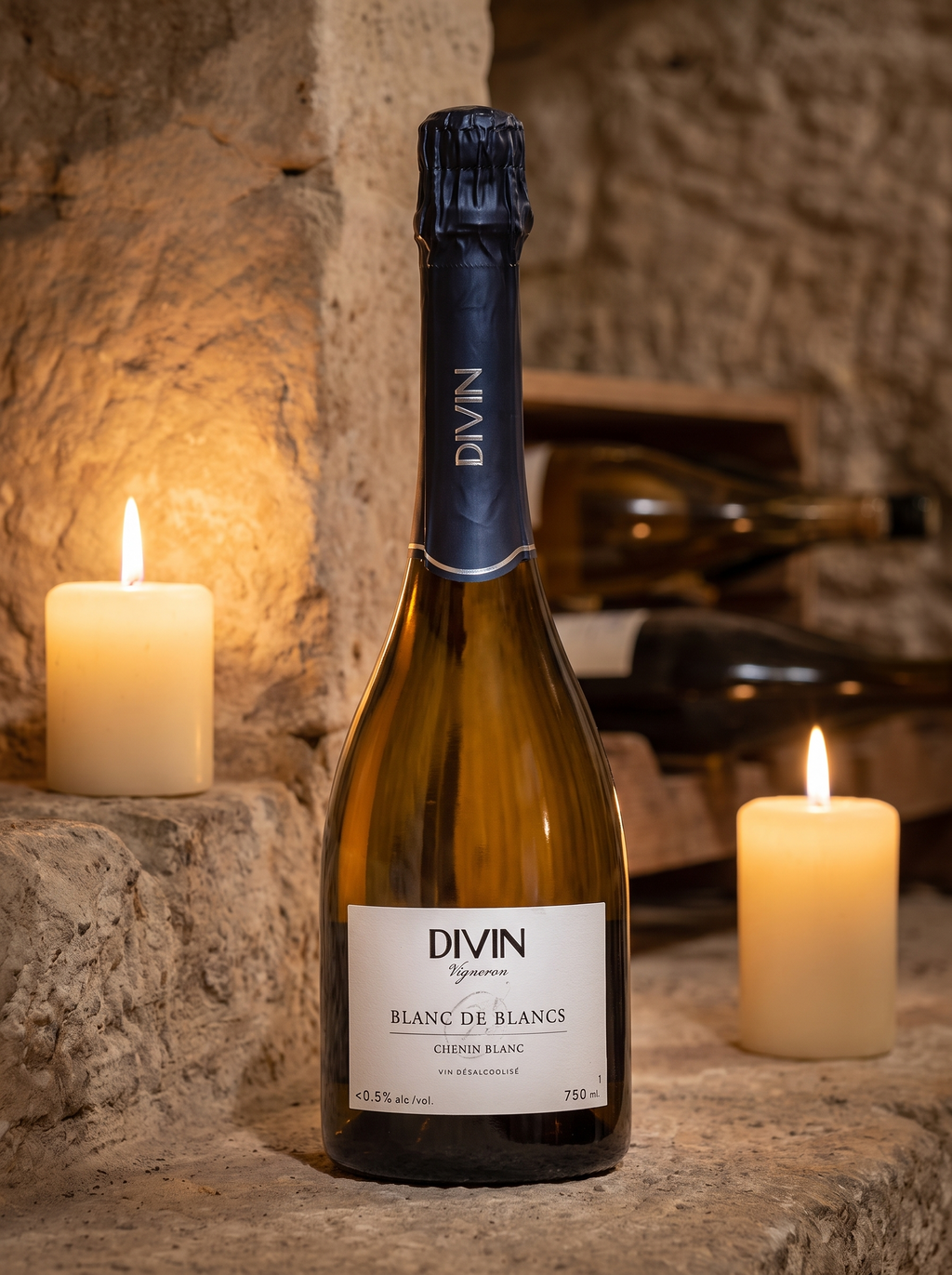 Divin Vigneron Blanc de Blancs De-Alcoholised Sparkling White Wine <0.5% 750ml DIVIN