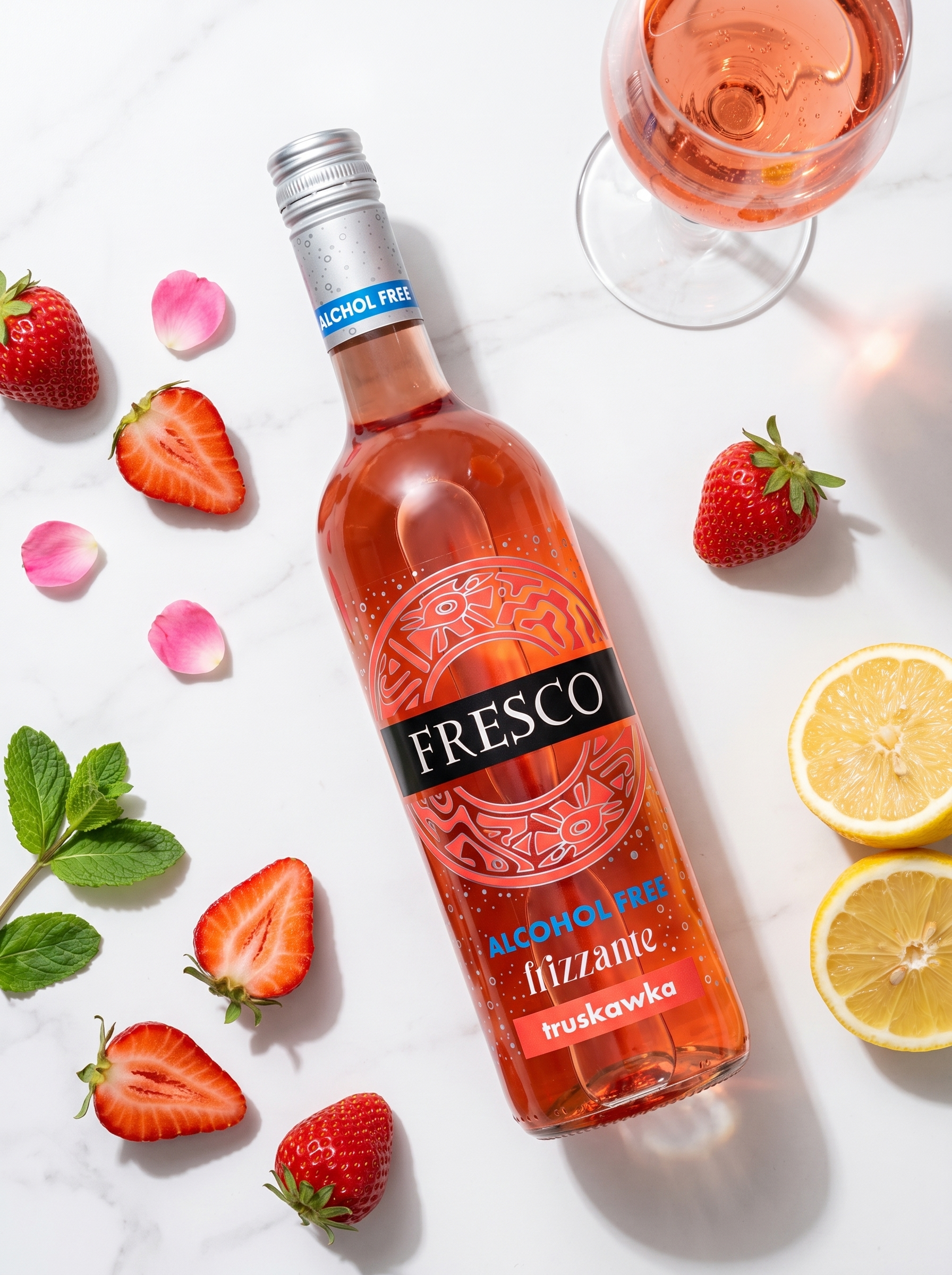 Fresco Frizzante Strawberry Alcohol Free Sparkling Wine 0.0% 750ml Fresco