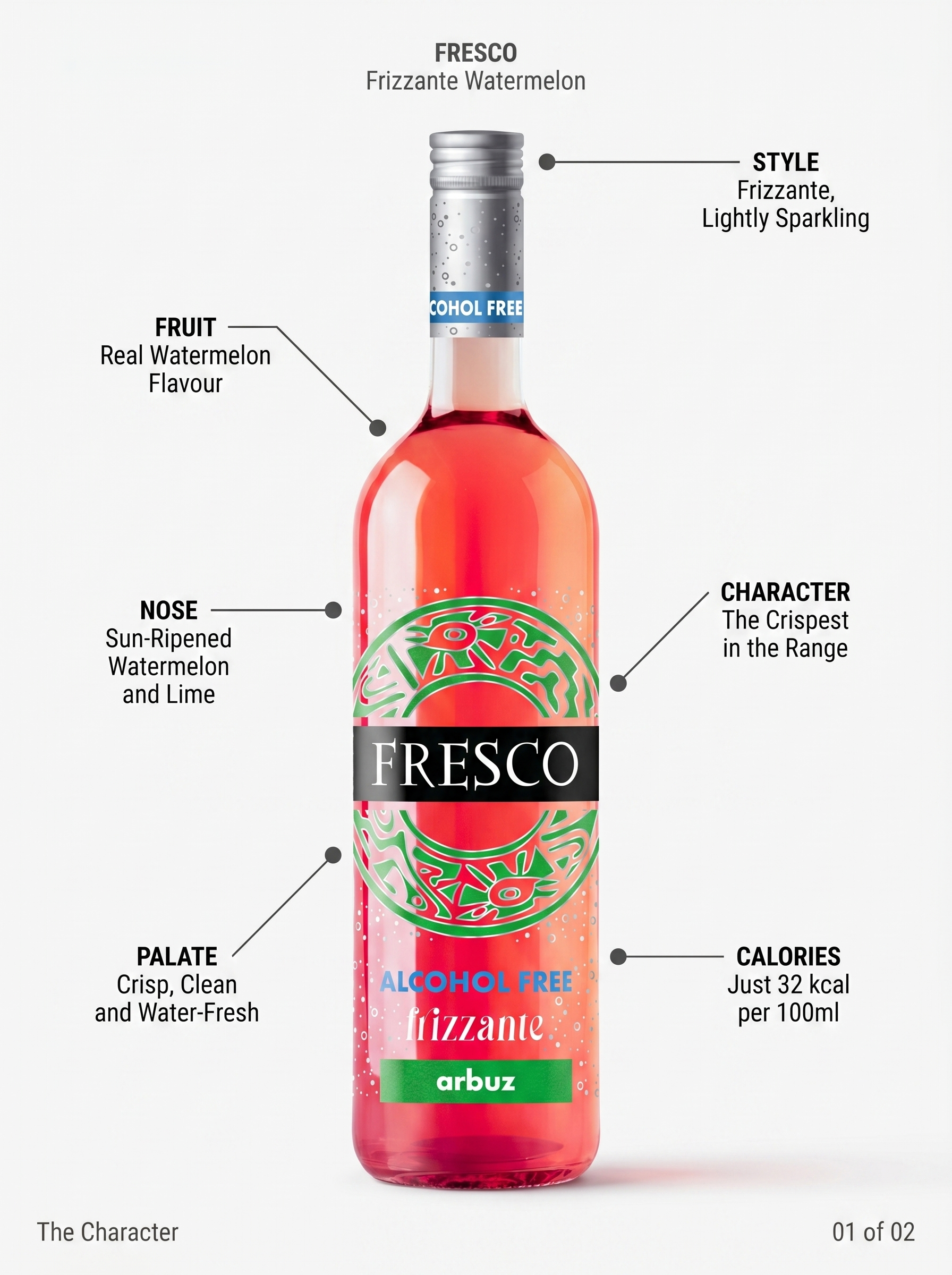 Fresco Frizzante Watermelon Alcohol Free Sparkling Wine 0.0% 750ml Fresco
