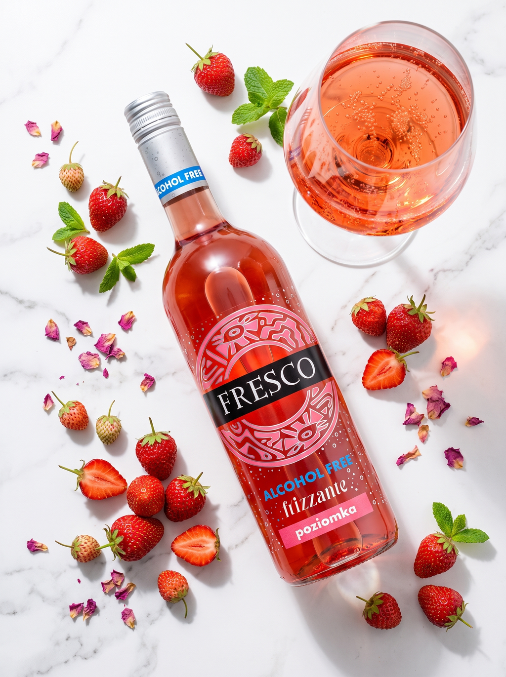 Fresco Frizzante Wild Strawberry Alcohol Free Sparkling Wine 0.0% 750ml Fresco