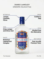 James Langley GINZERO Alcohol Free Gin Alternative 0.0% 700ml James Langley