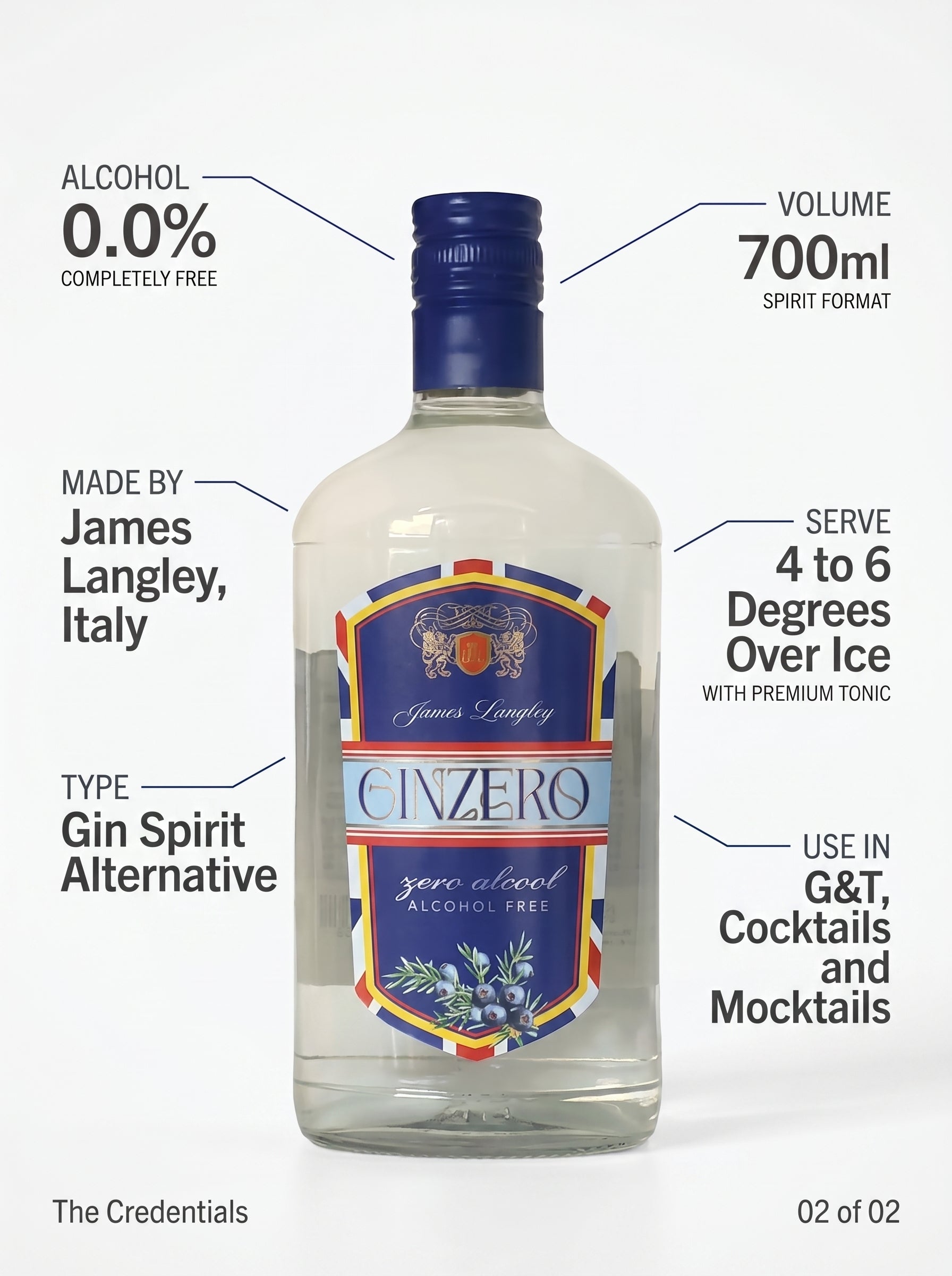 James Langley GINZERO Alcohol Free Gin Alternative 0.0% 700ml James Langley