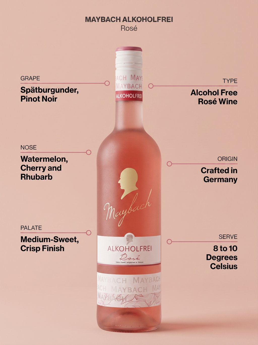 Maybach Alkoholfrei Rosé Alcohol Free Rosé Wine 750ml Maybach Alkoholfrei