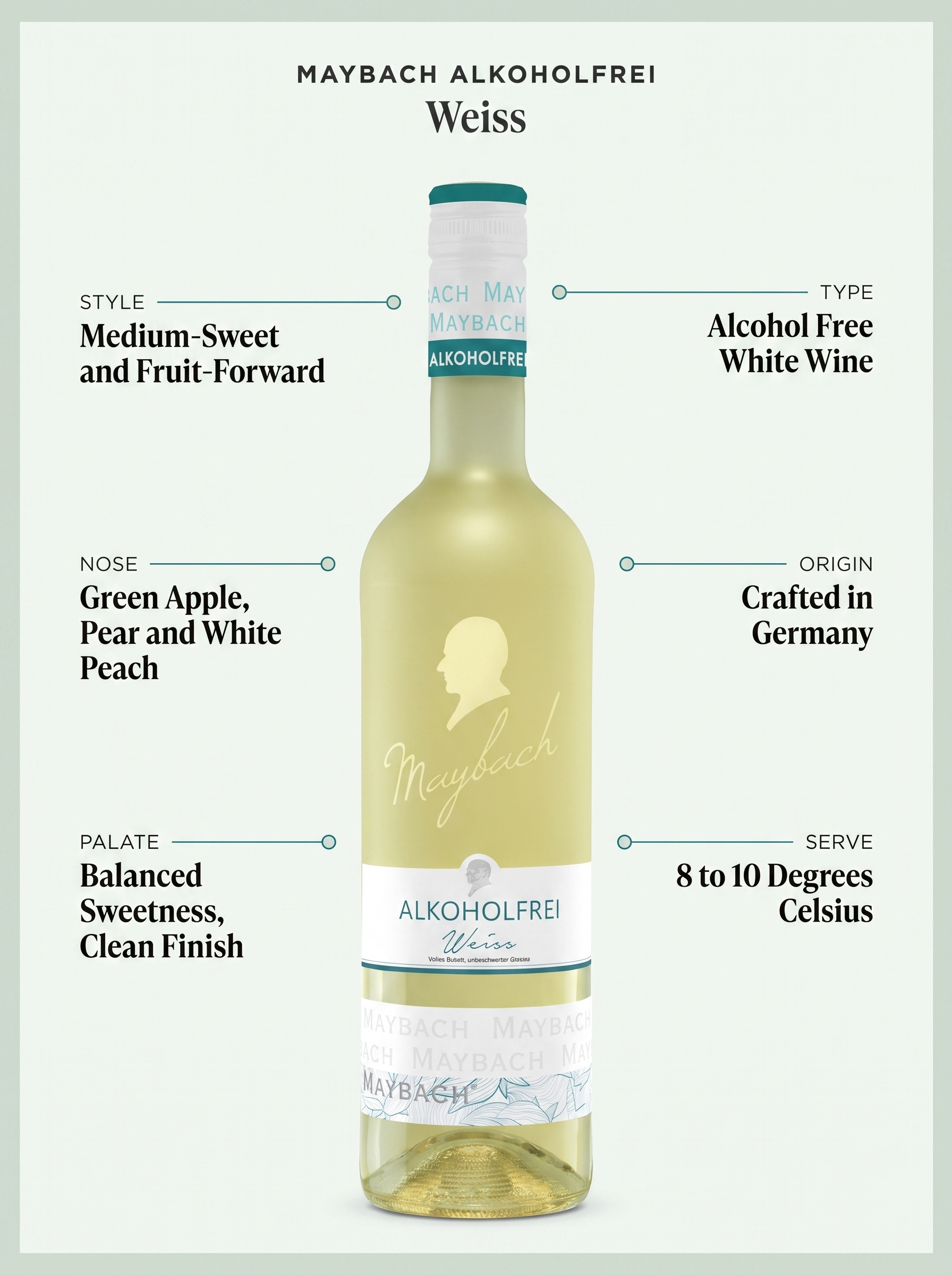 Maybach Alkoholfrei Weiss Alcohol Free White Wine 750ml Maybach Alkoholfrei
