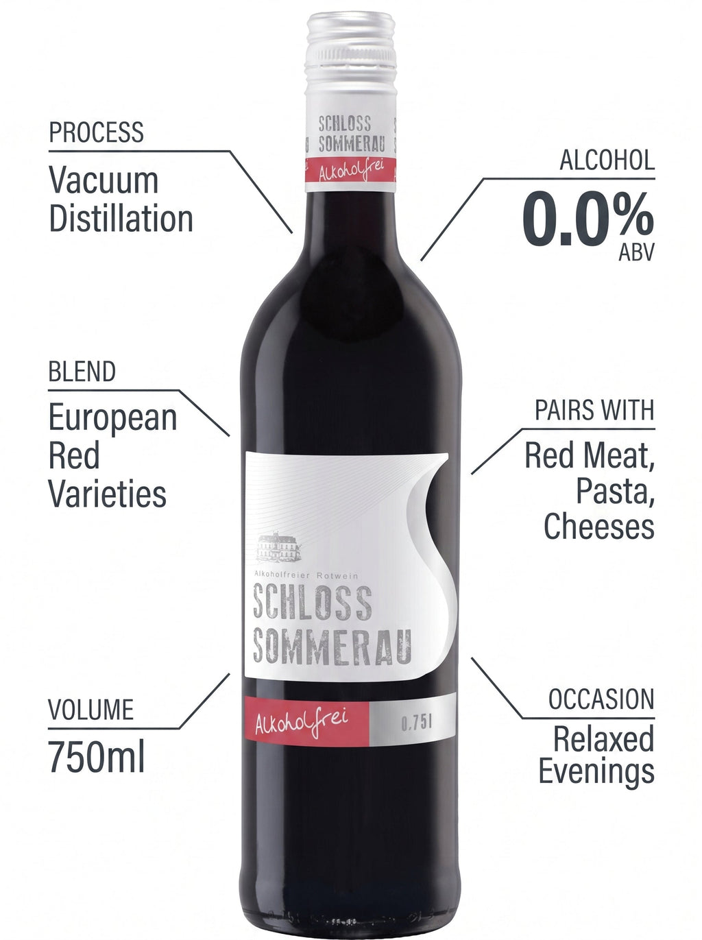 Schloss Sommerau Alcoholfrei Alcohol Free Red Wine 0.0% 750ml Schloss Sommerau