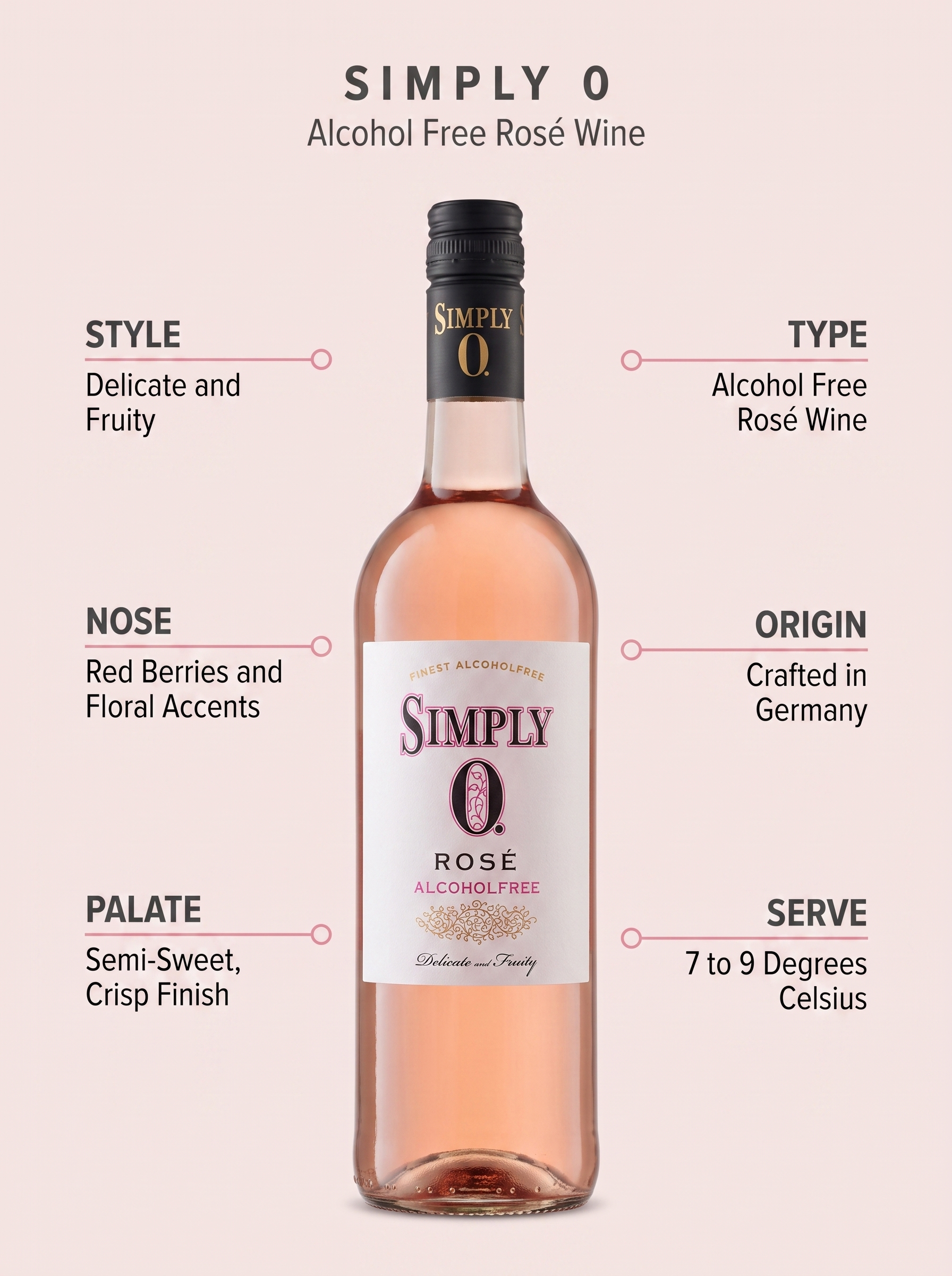 Simply 0 Alcohol Free Rosé Wine 750ml Simply 0