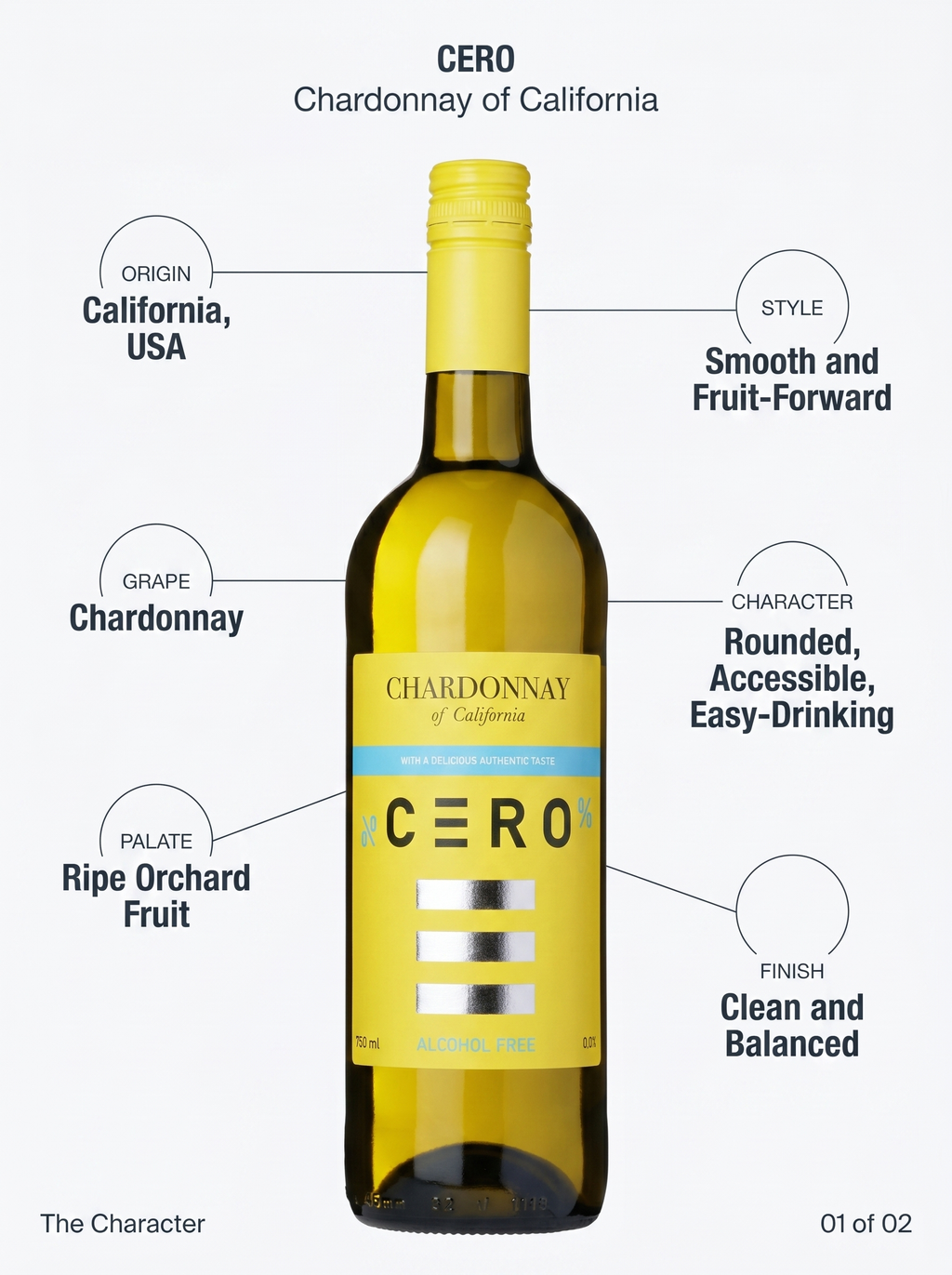 Cero Chardonnay Alcohol Free White Wine 0.0% 750ml Cero