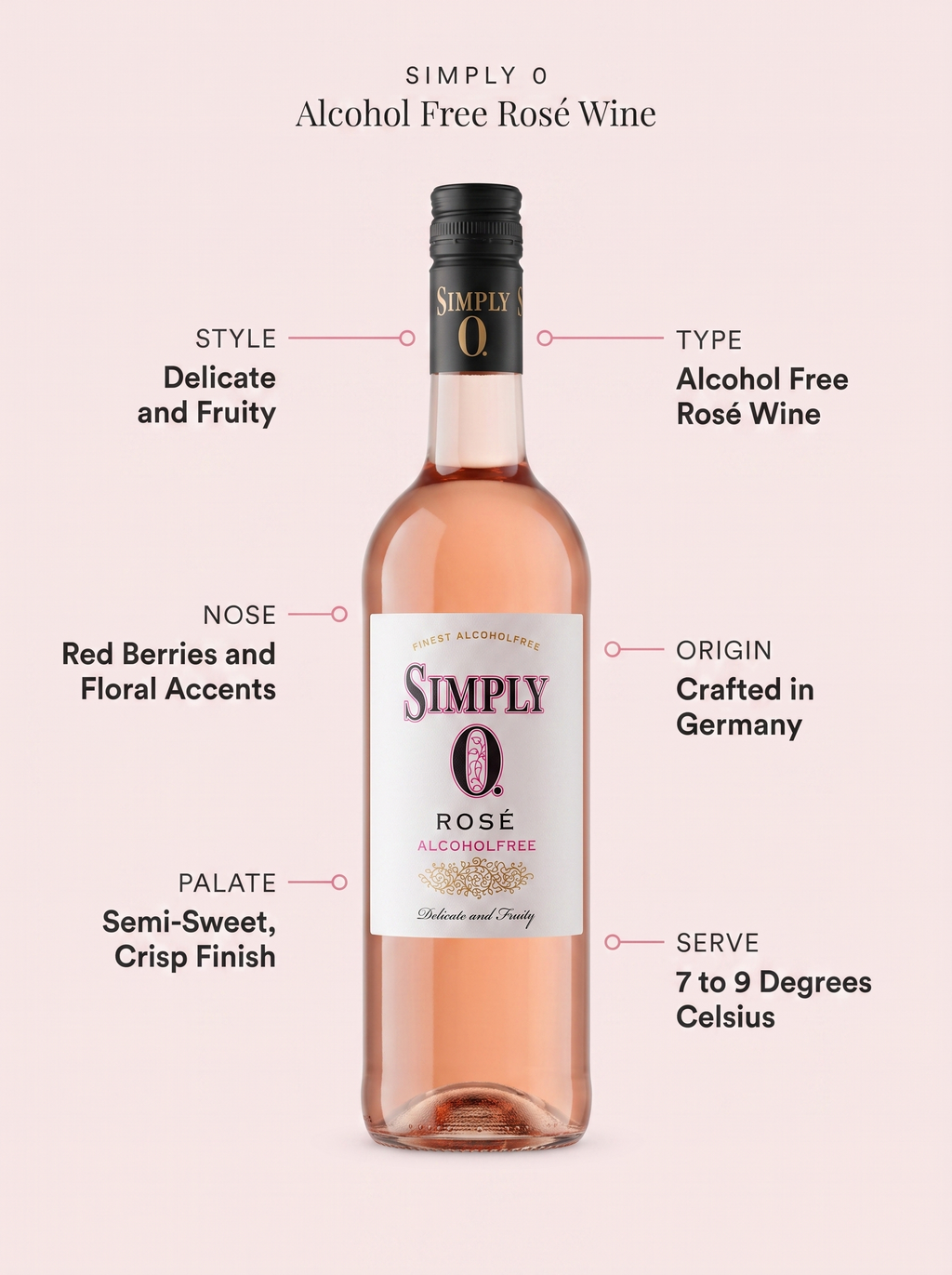 Simply 0 Alcohol Free Rosé Wine 750ml Simply 0