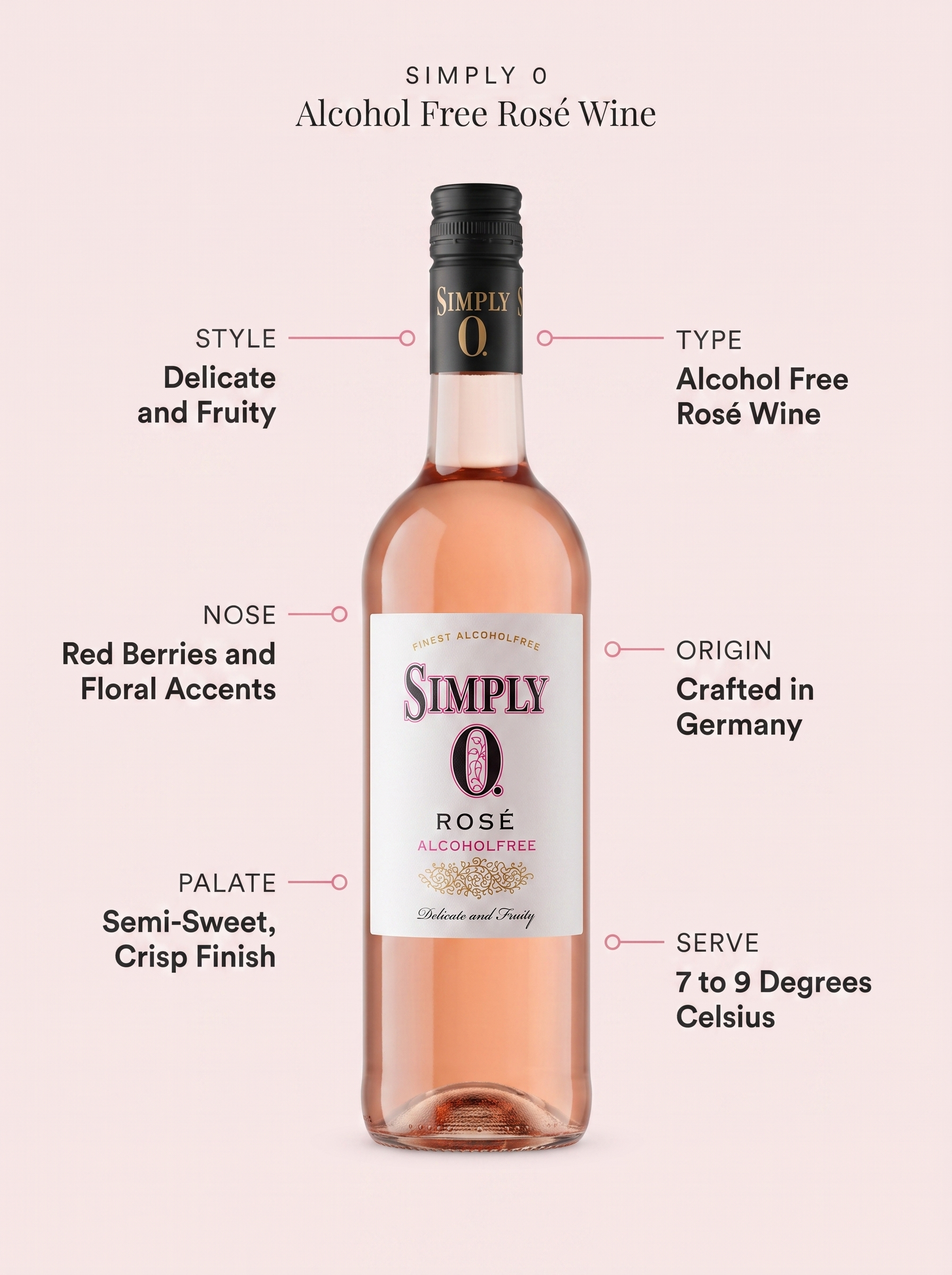 Simply 0 Alcohol Free Rosé Wine 750ml Simply 0