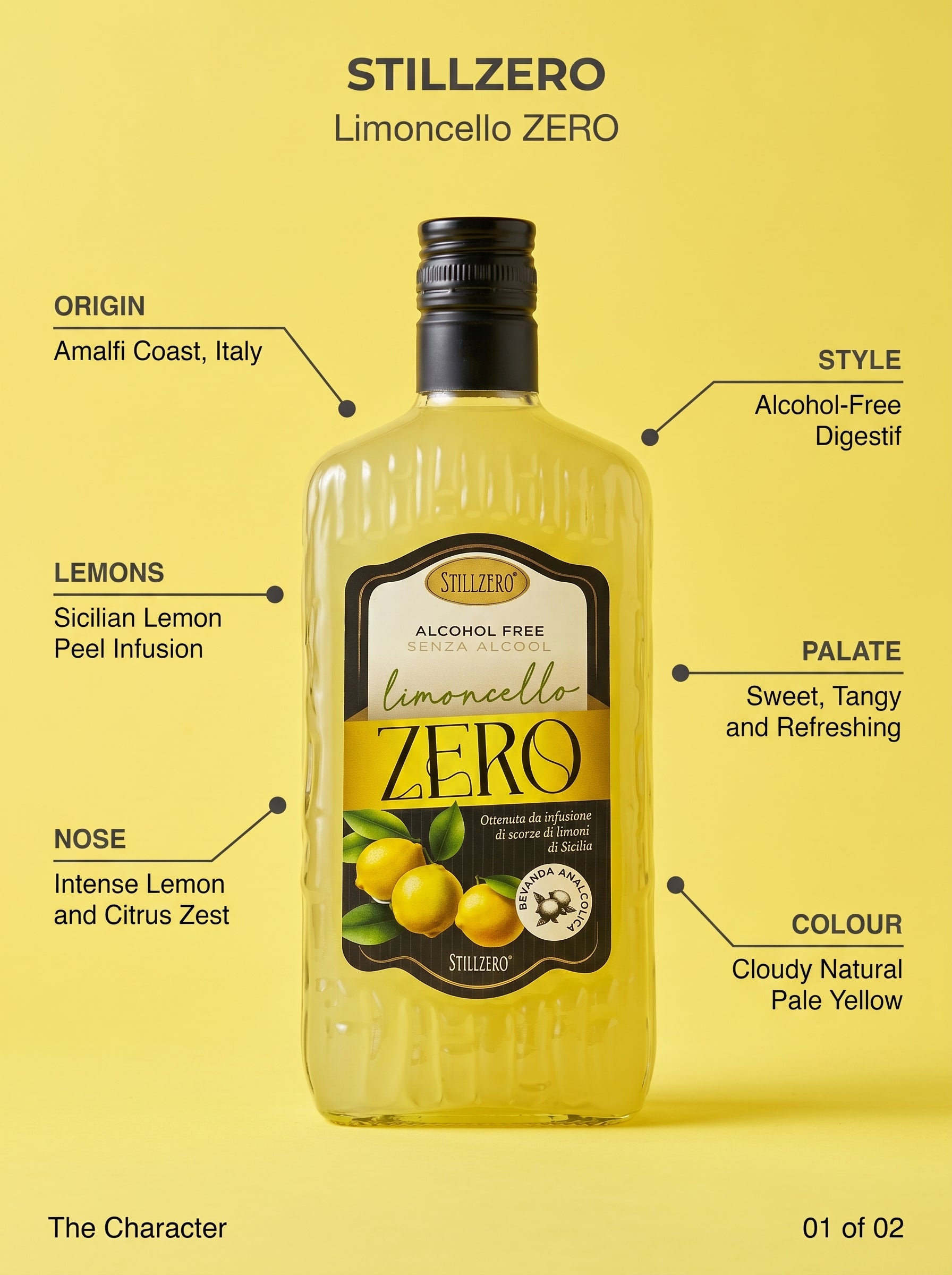 Stillzero Limoncello ZERO Alcohol Free Italian Digestif 0.0% 700ml Stillzero